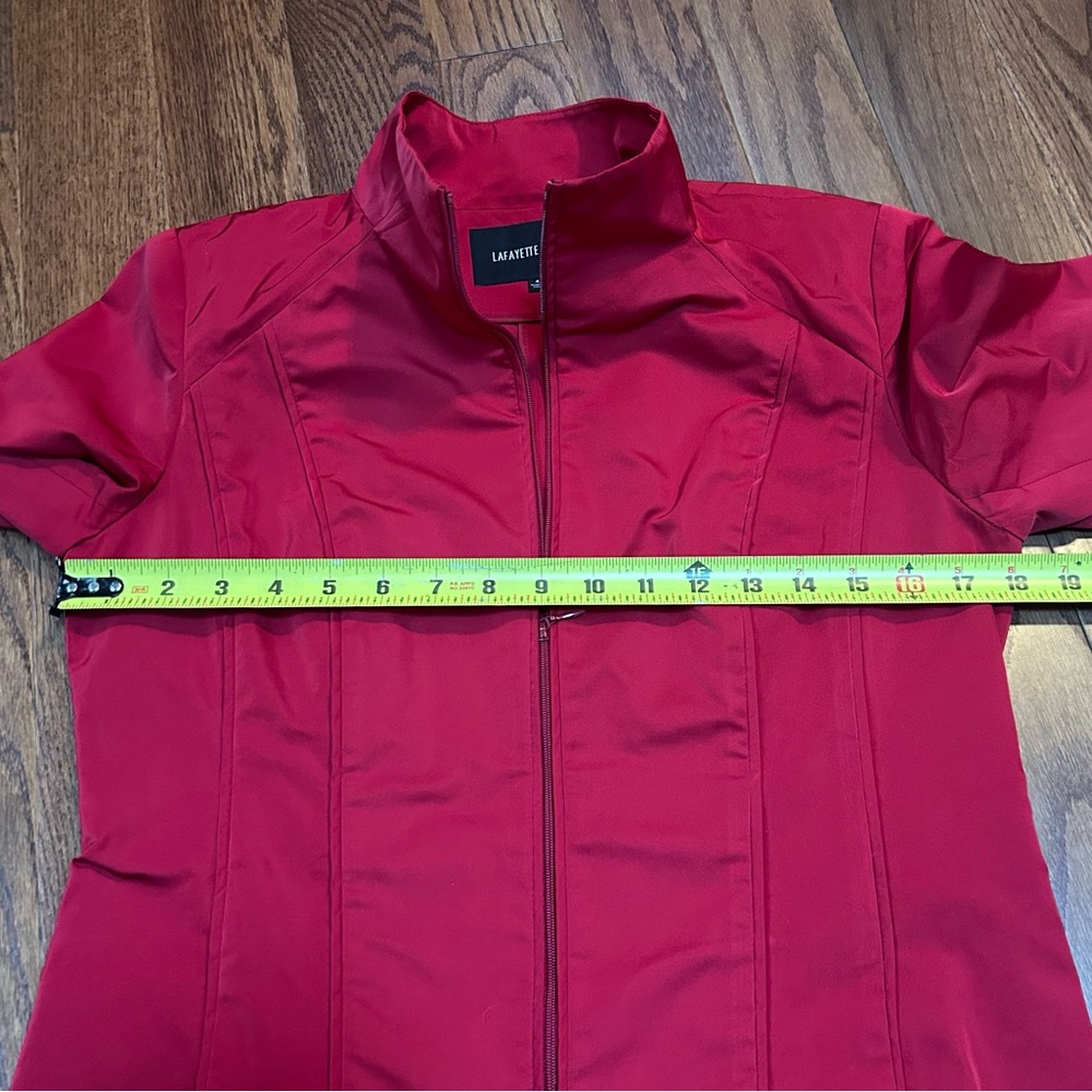 Lafayette 148 New York Red Funnel Neck Zip Up Blazer - Size 4 - Picture 9 of 9